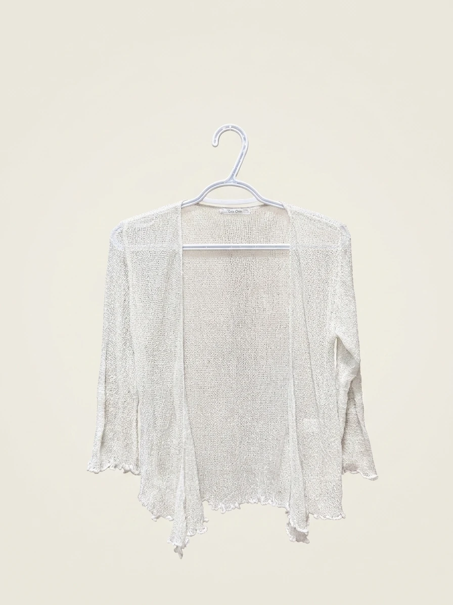 White Sheer Tie-Front Cardigan photo 2