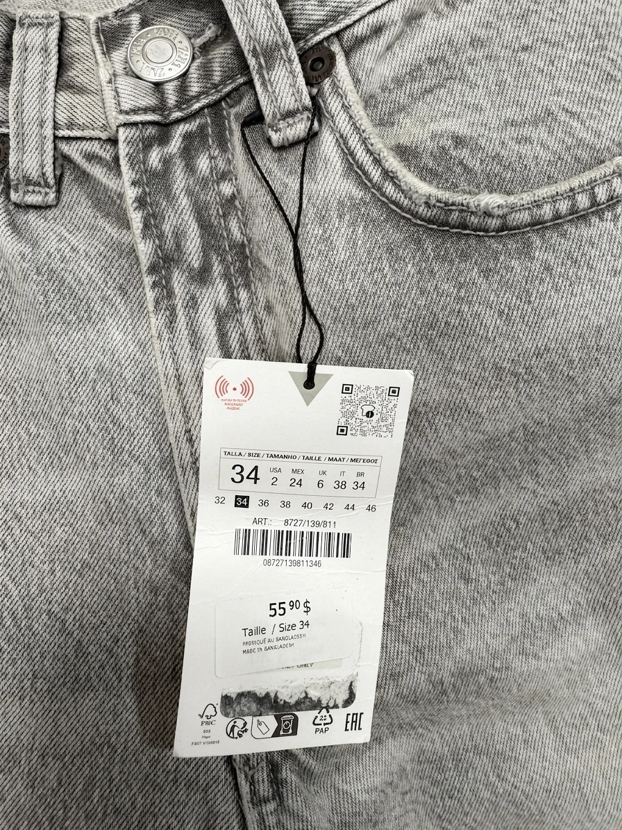 Zara Grey Denim Jeans photo 4