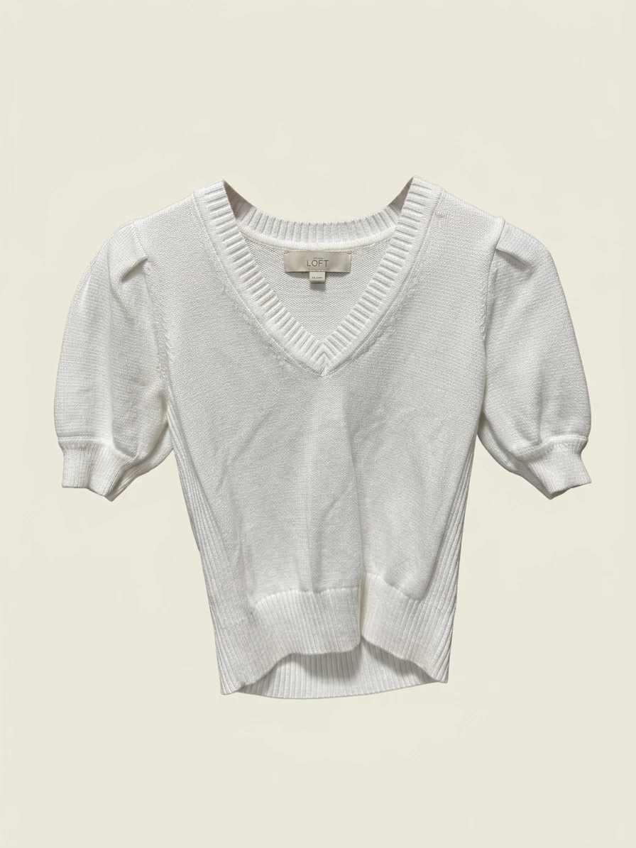 Loft White Knit Sweater