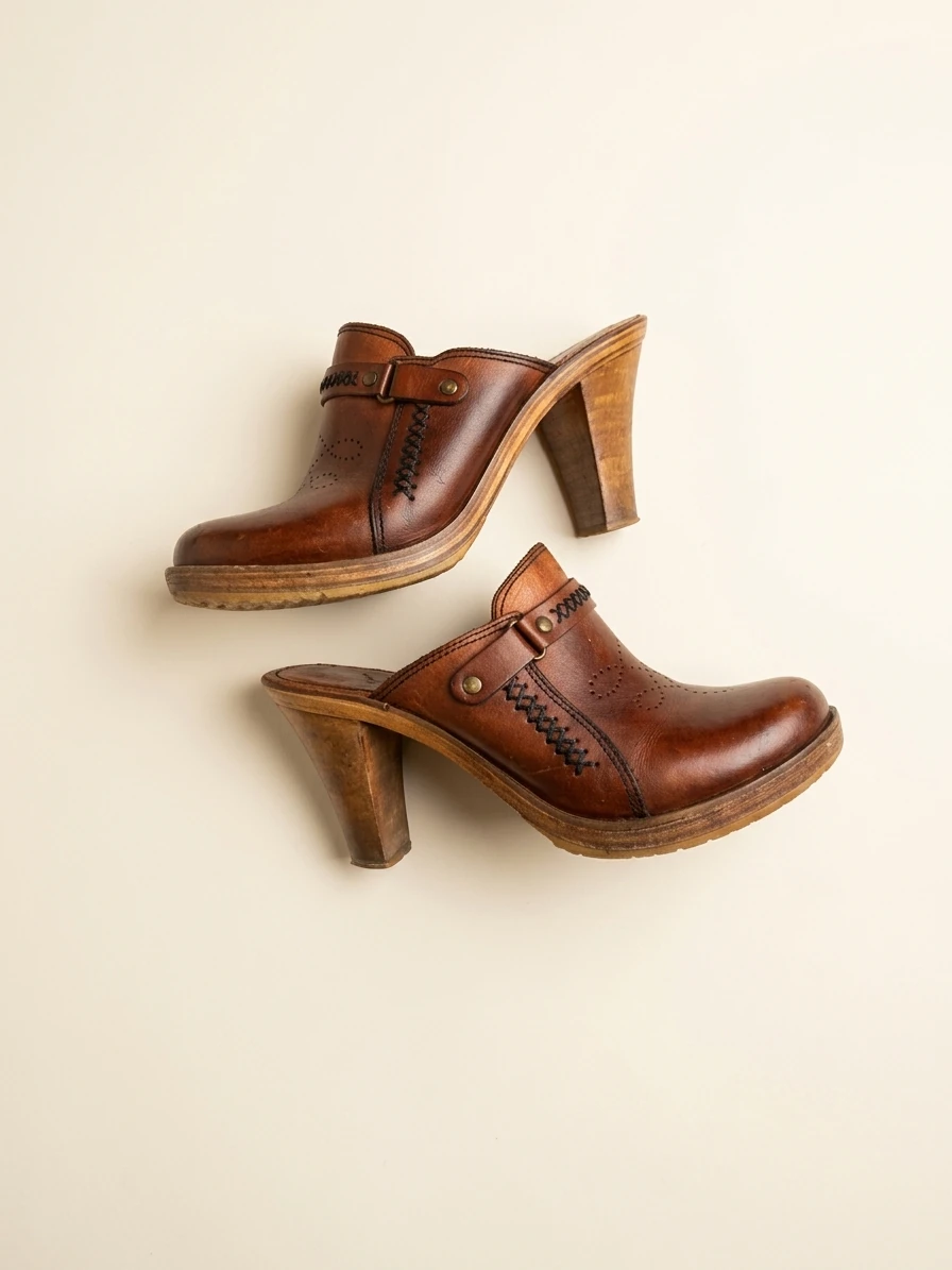Vintage Leather Clog Heels photo 4