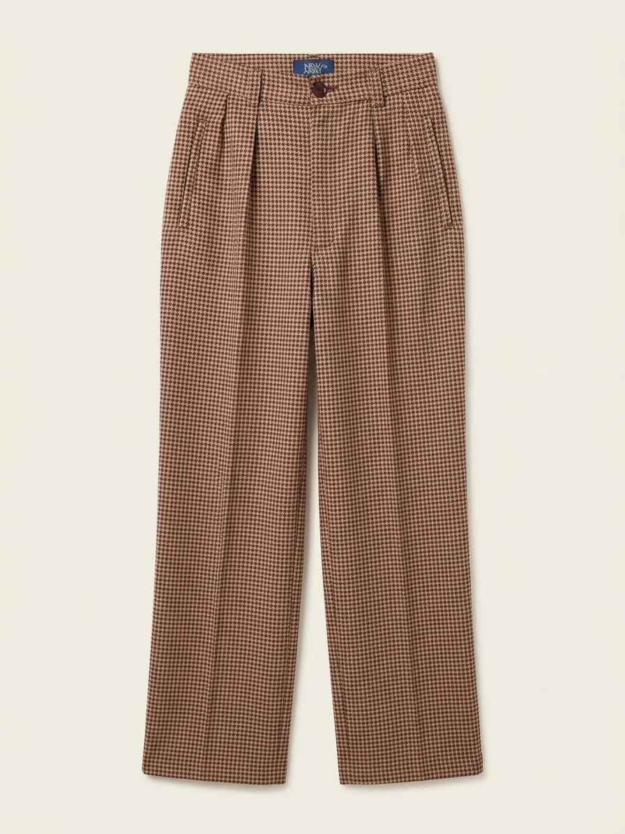 Vintage High-Waisted Herringbone Trousers