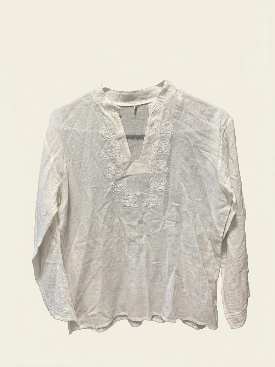 White Embroidered Linen Tunic