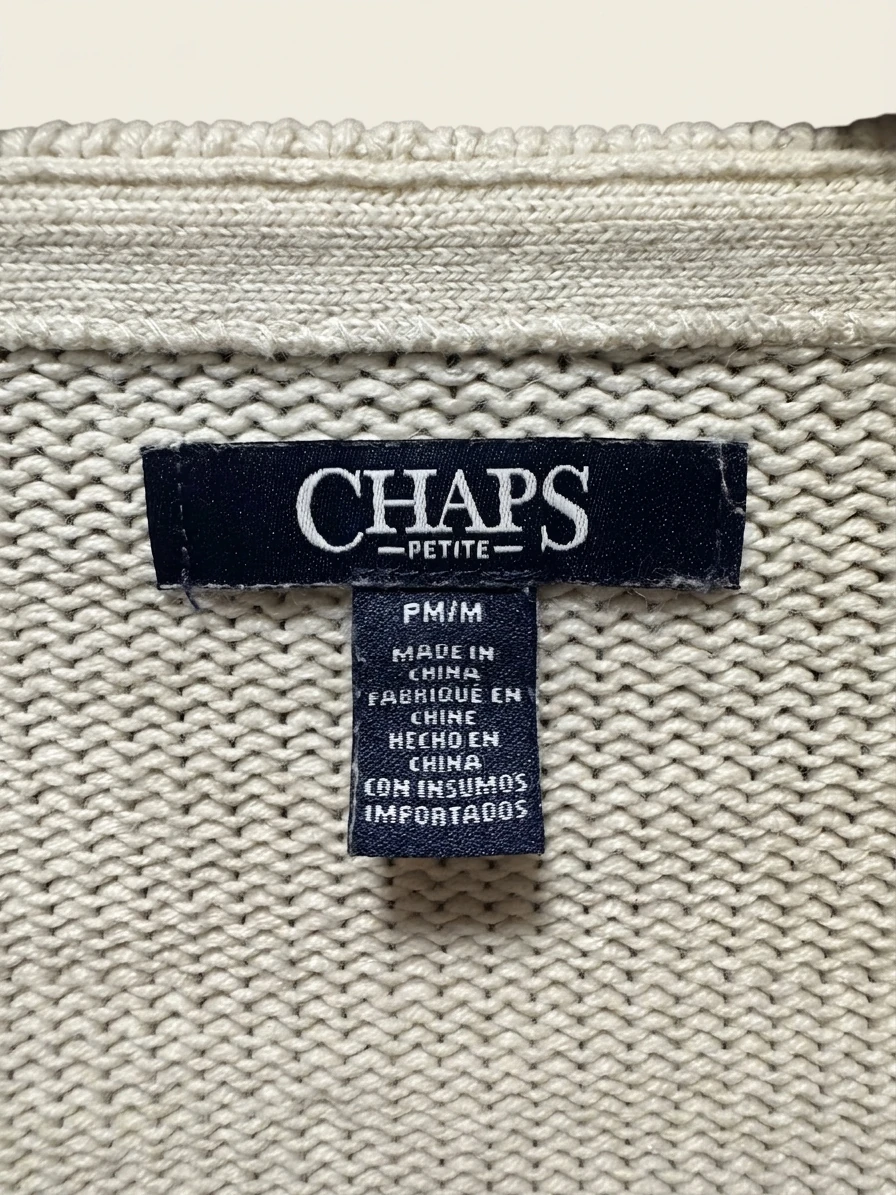 Chaps Cream Cable Knit Sweater photo 3