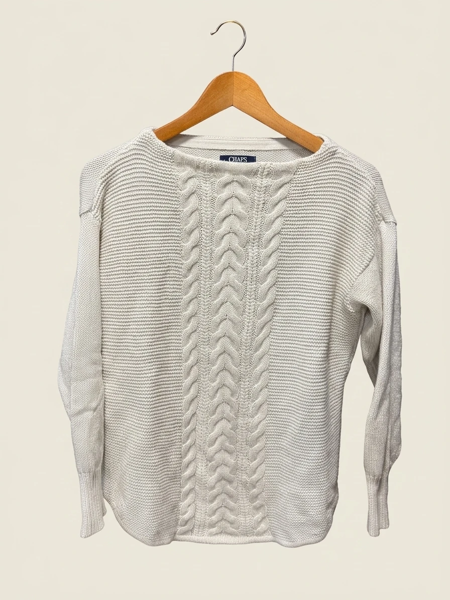 Chaps Cream Cable Knit Sweater
