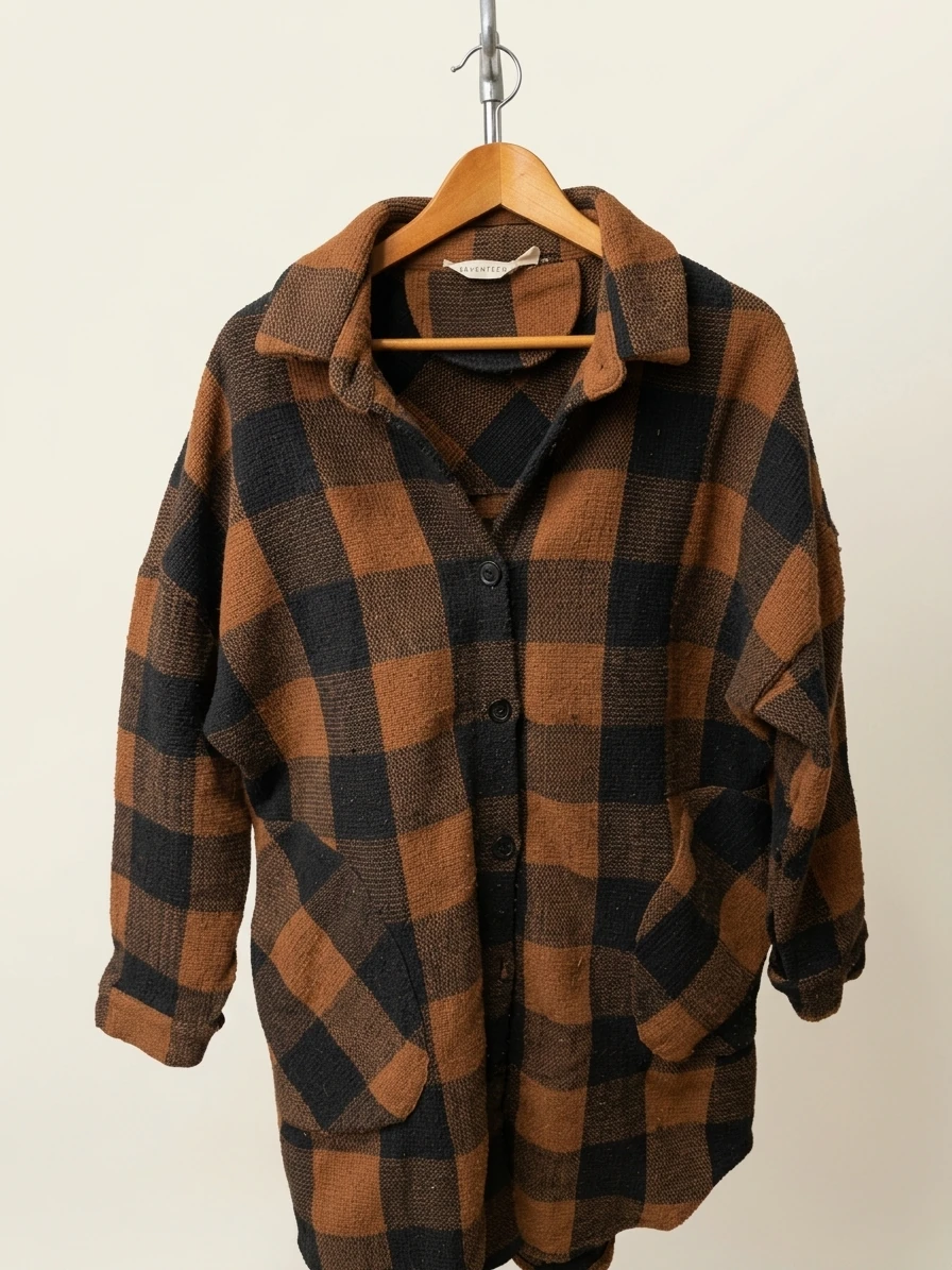 Brown And Black Plaid Shacket
