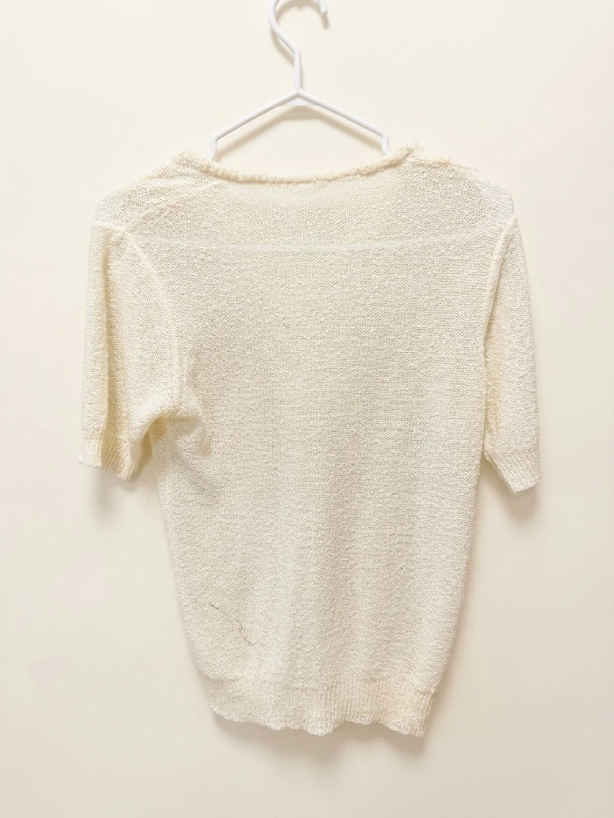 Vintage Cream V-Neck Knit Top photo 2