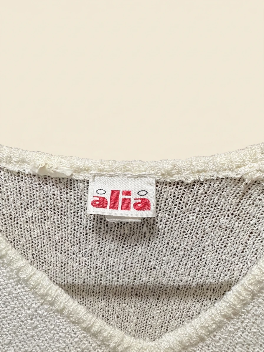Vintage Cream V-Neck Knit Top photo 3