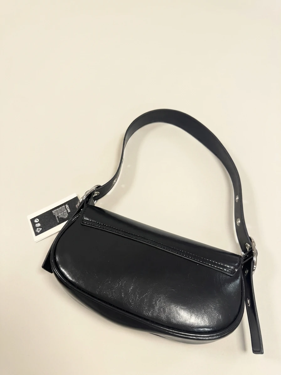 Black Faux Leather Shoulder Bag photo 2