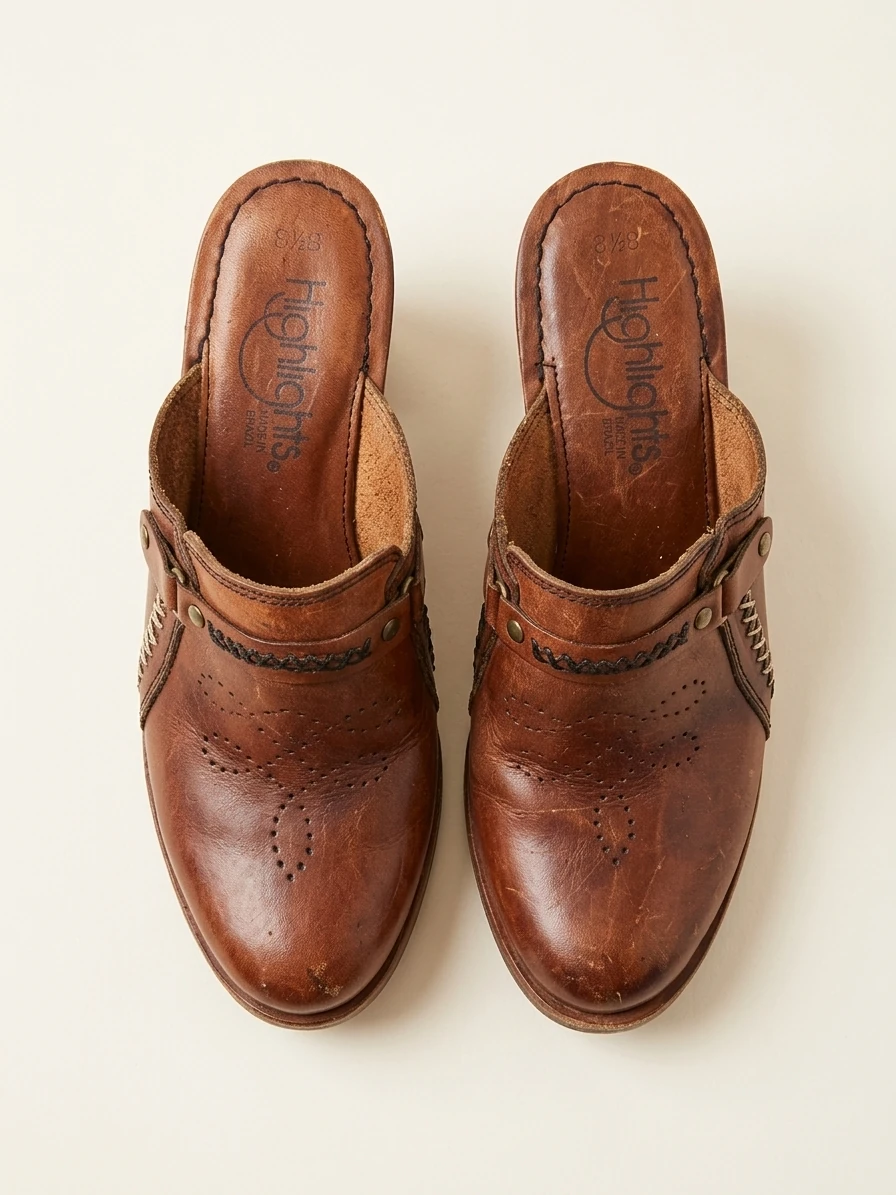 Vintage Leather Clog Heels photo 3