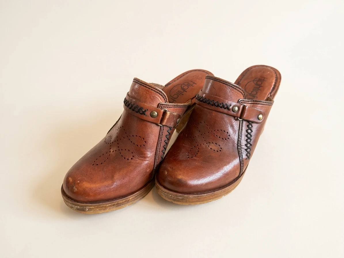 Vintage Leather Clog Heels