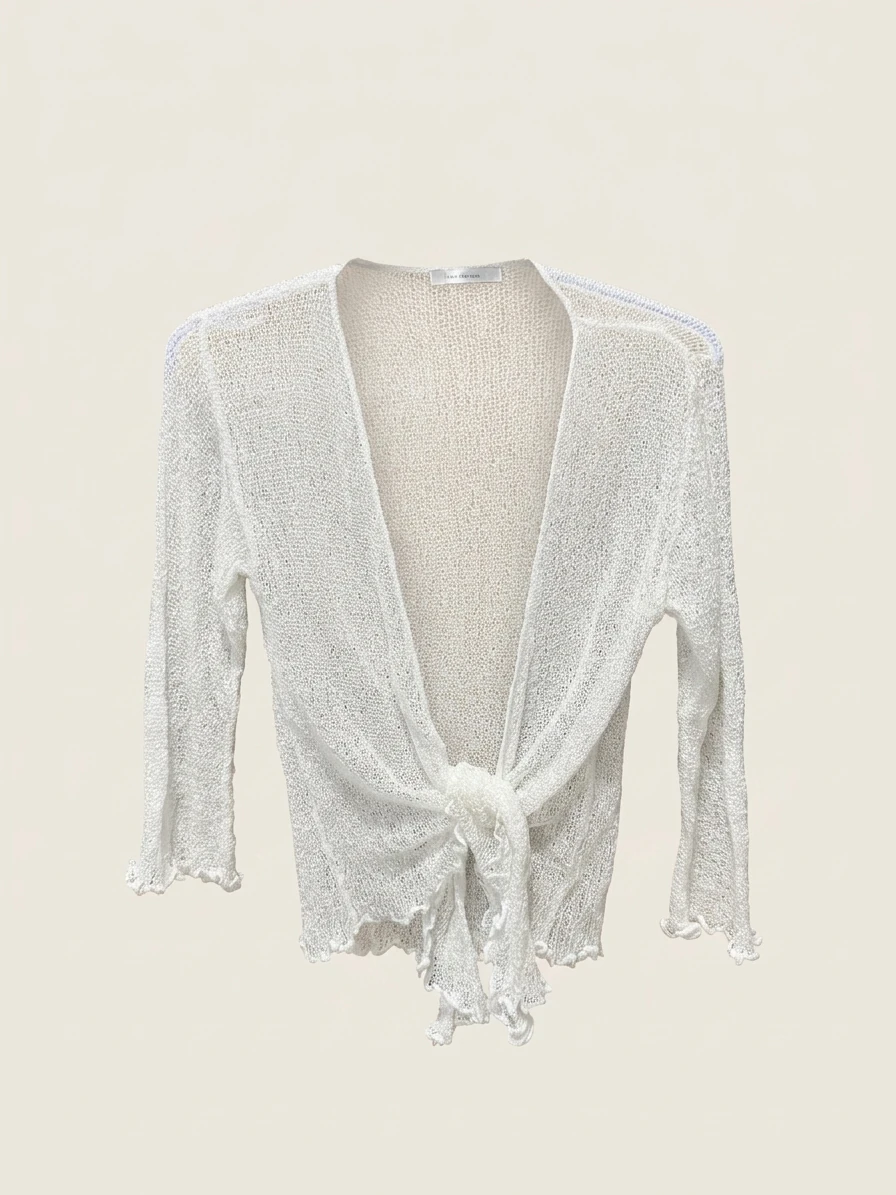 White Sheer Tie-Front Cardigan