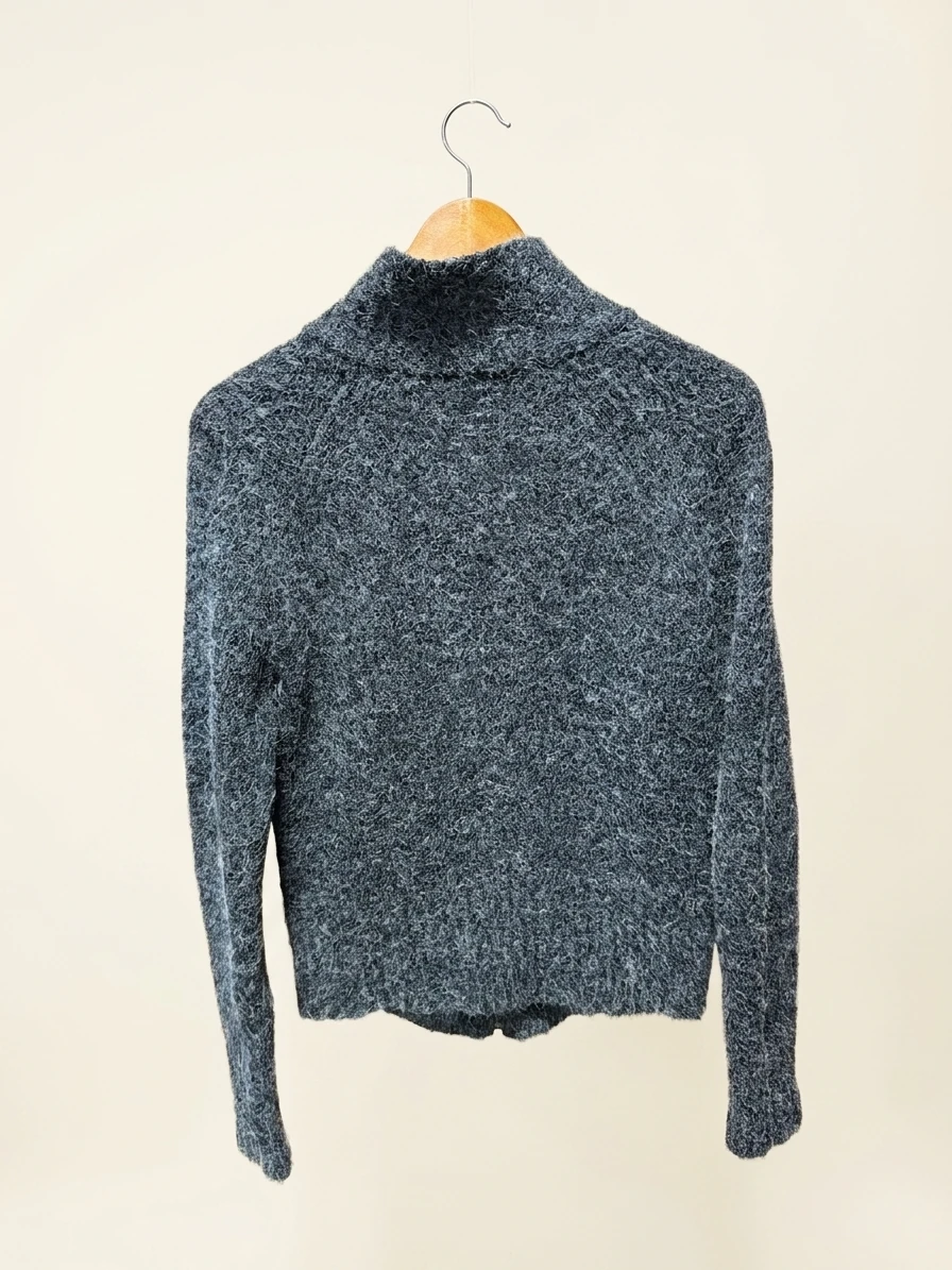 Grey Fuzzy Zip-Up Sweater photo 2