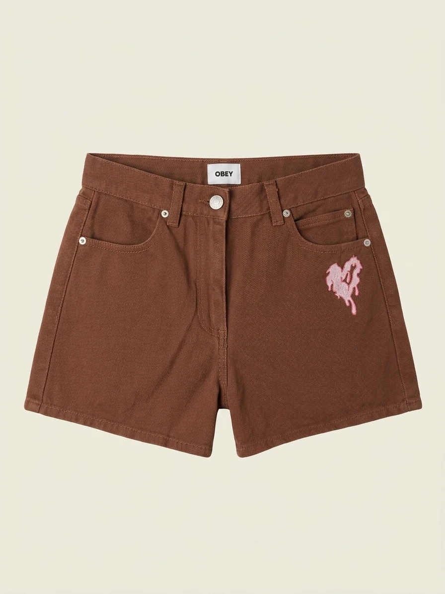 Obey Brown Denim Shorts