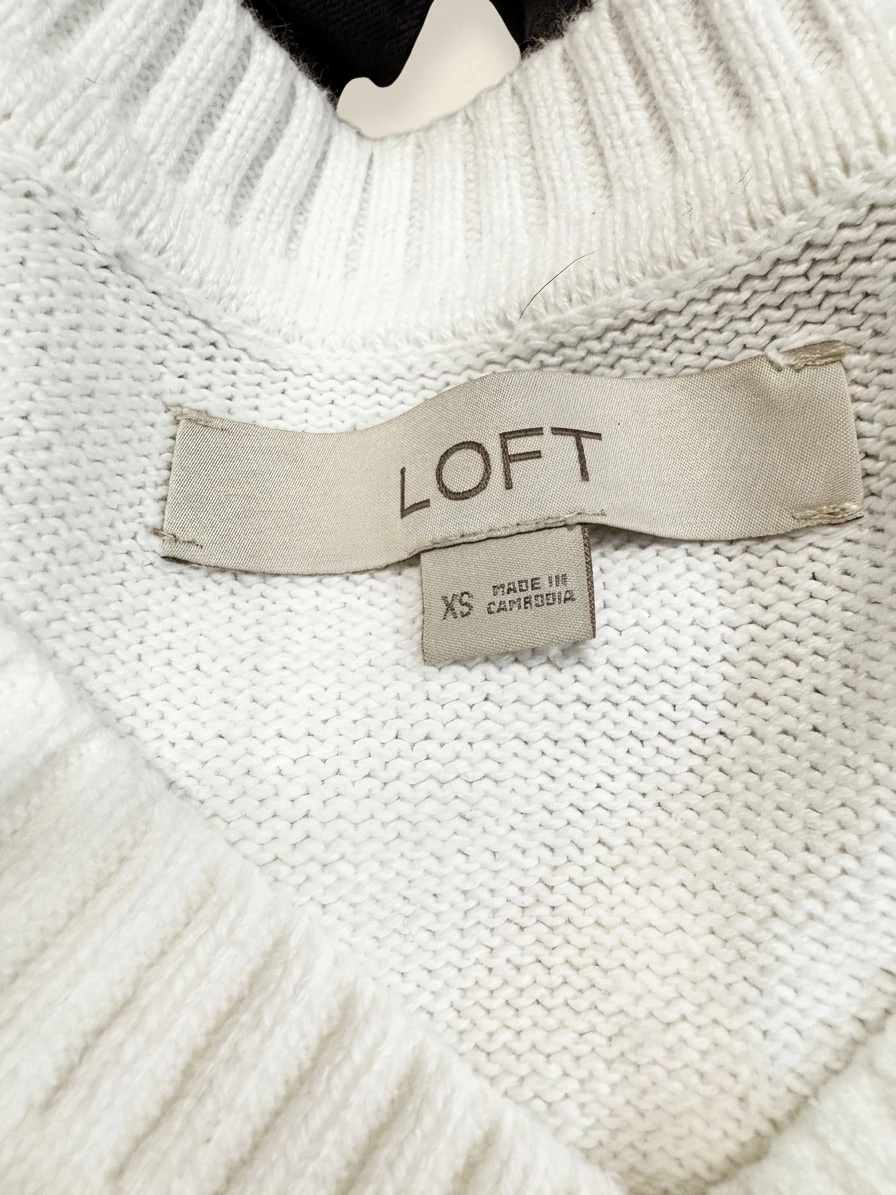Loft White Knit Sweater photo 3