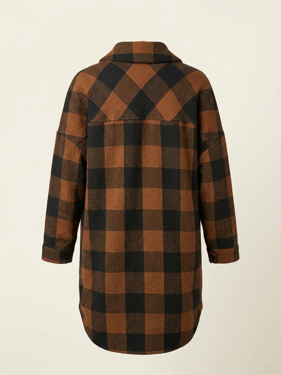 Brown And Black Plaid Shacket photo 2